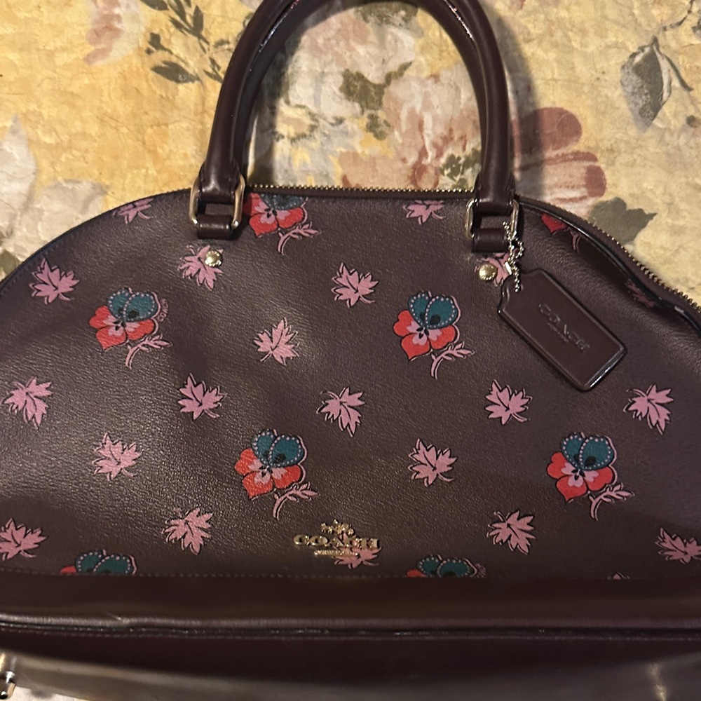 Coach Brown Floral Satchel